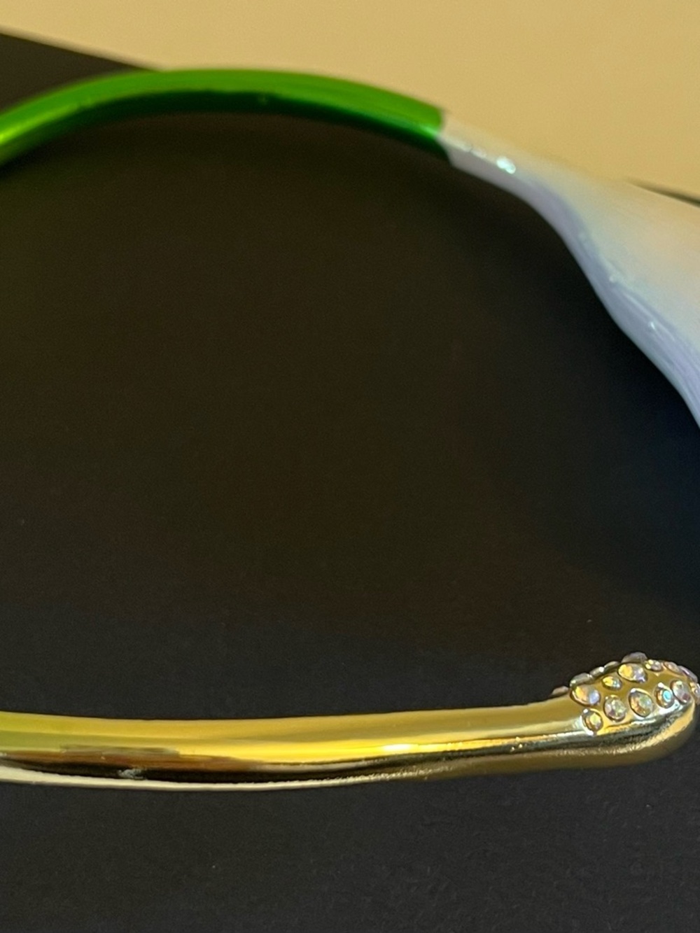 Betsey Johnson Gold-Tone Crystal Floral Calla Necklace - White and Gold & Green - Picture 15 of 16